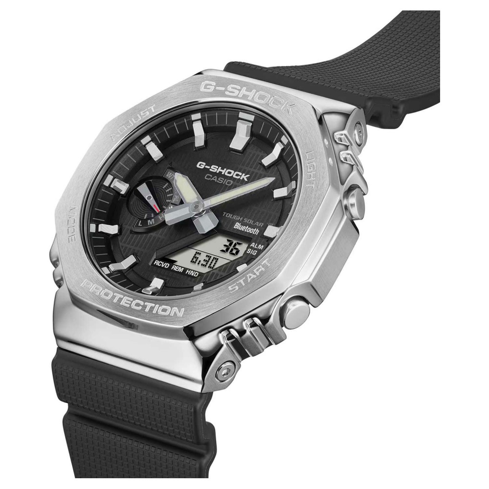 CASIO G-SHOCK Solar Χρονογράφος Ρολόι Μαύρο Λουράκι Βιολογικής προέλευσης GBM-2100-1AER