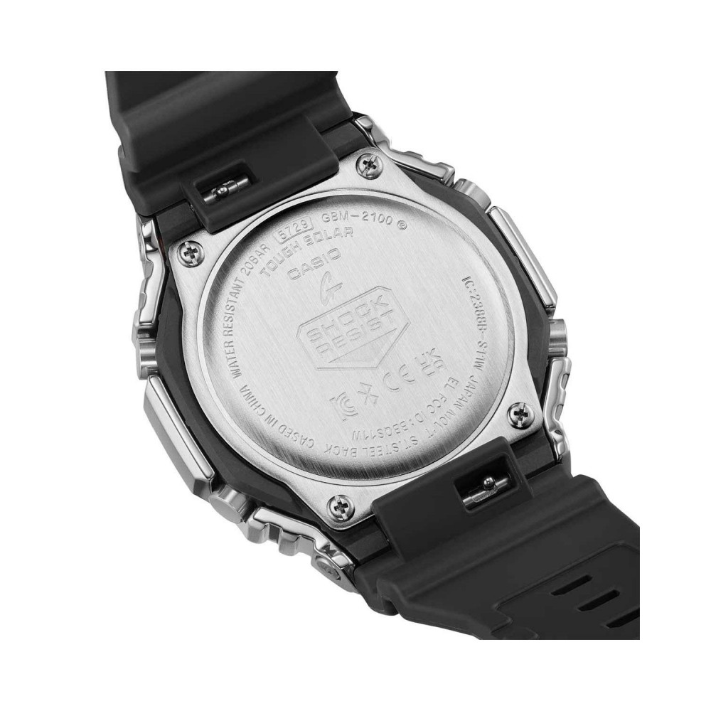CASIO G-SHOCK Solar Χρονογράφος Ρολόι Μαύρο Λουράκι Βιολογικής προέλευσης GBM-2100-1AER