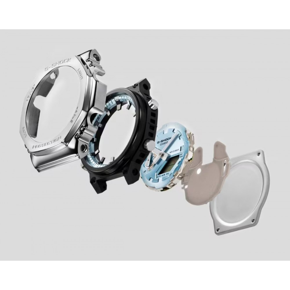 CASIO G-SHOCK Dual Time Χρονογράφος Ρολόι Ασημί Ανοξείδωτο Ατσάλι μπρασελέ GM-2110D-8AER