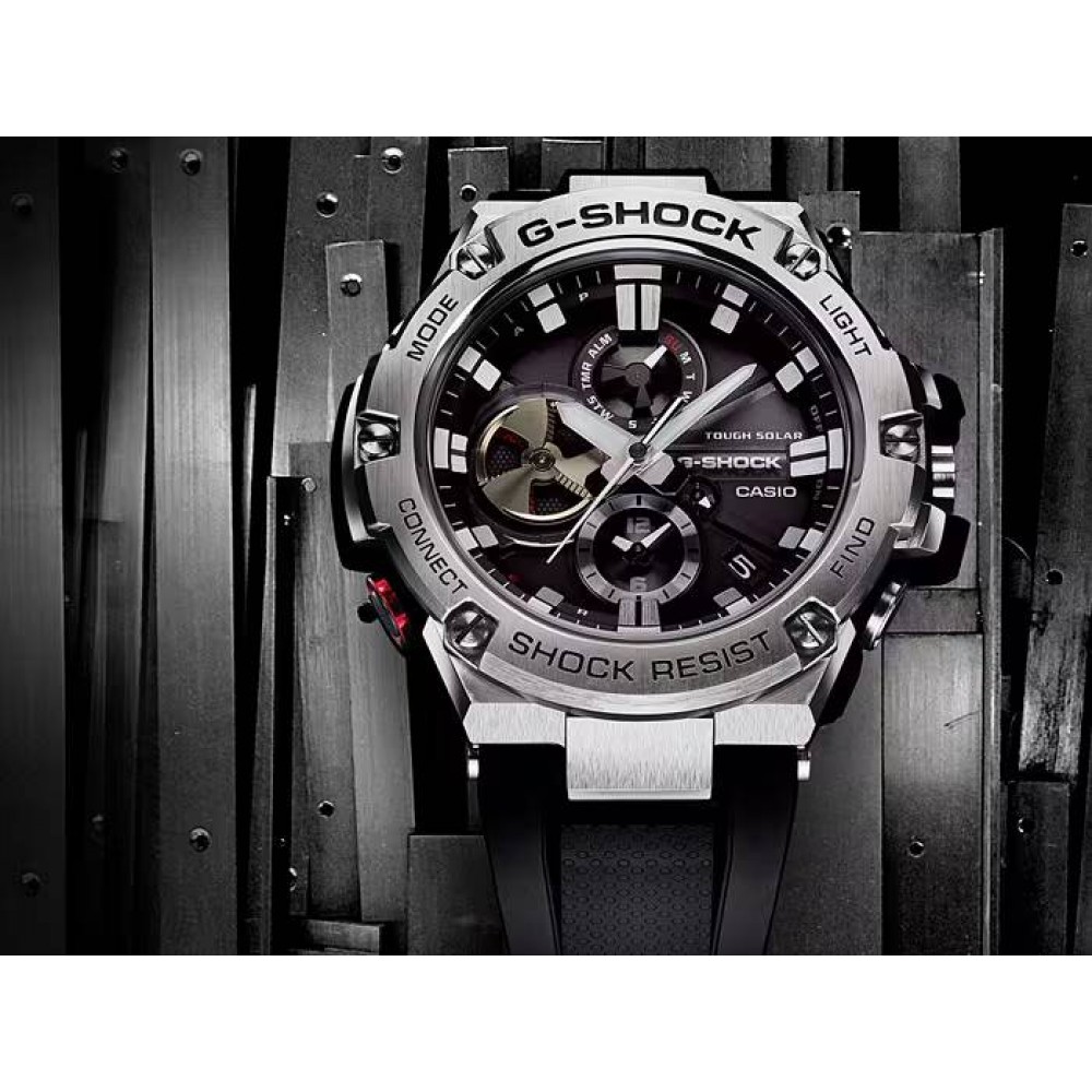 CASIO G-SHOCK Smartwatch Tough Solar Χρονογράφος Ρολόι Μαύρο Καουτσούκ λουράκι GST-B100-1AER