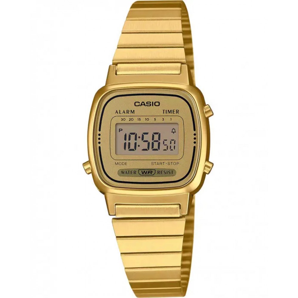 CASIO Vintage Ρολόι Unisex Επίχρυσωμένο Ανοξείδωτο Ατσάλι μπρασελέ LA-670WEGA-9EF