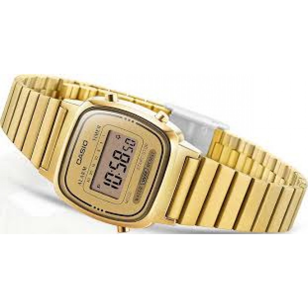 CASIO Vintage Ρολόι Unisex Επίχρυσωμένο Ανοξείδωτο Ατσάλι μπρασελέ LA-670WEGA-9EF