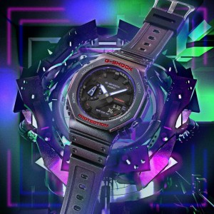 CASIO G-Shock Ρολόι Ανδρικό Limited Edition Μαύρο - μωβ Λουράκι Καουτσούκ GA-2100AH-6AER 