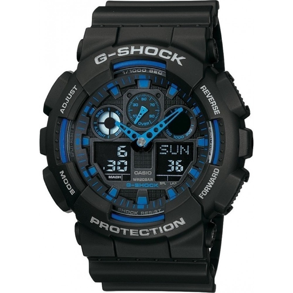 CASIO g-shock ρολόι μαύρο καουτσούκ λουράκι GA-100-1A2ER