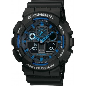 CASIO g-shock ρολόι μαύρο καουτσούκ λουράκι GA-100-1A2ER