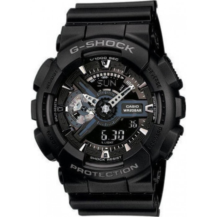 CASIO g-shock  ρολόι χρονογράφος μαύρο λουράκι ρητίνης GA-110-1BER