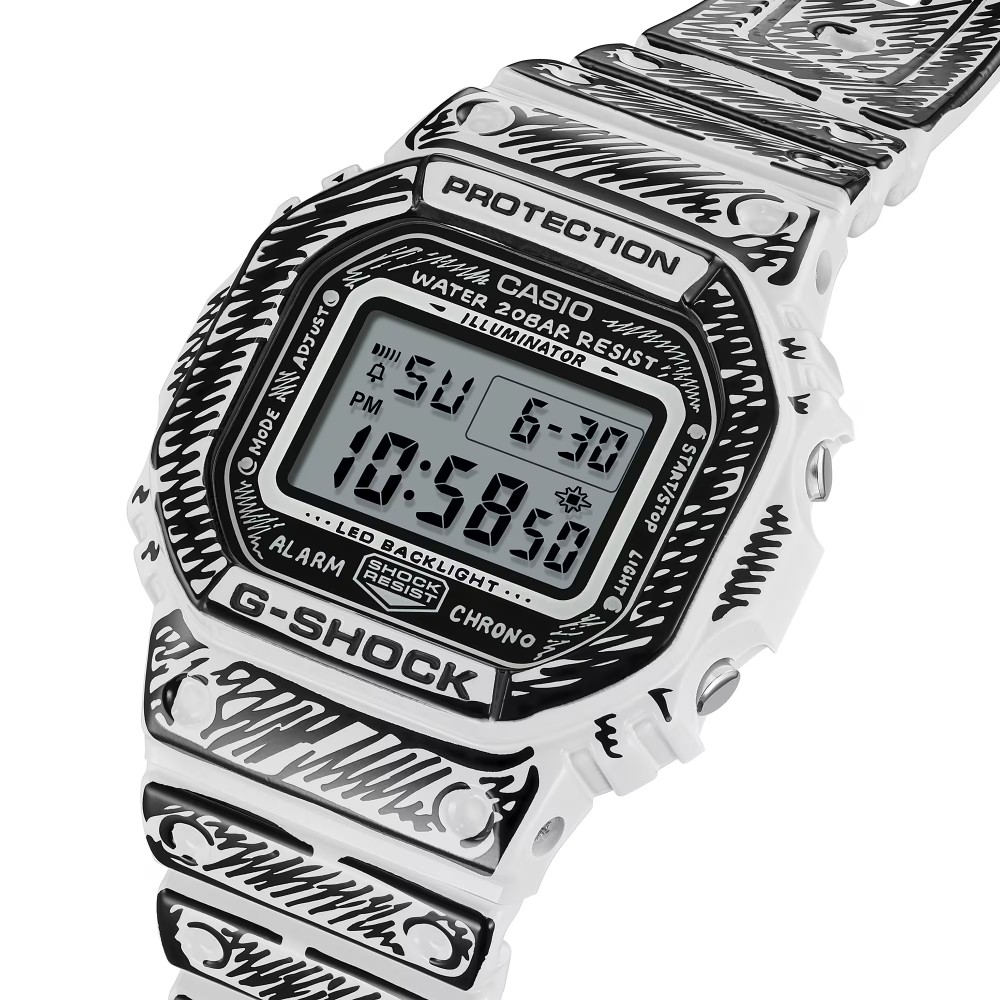CASIO g-shock Joshua Vides ρολόι λευκό καουτσούκ λουράκι DW-5600JV-7