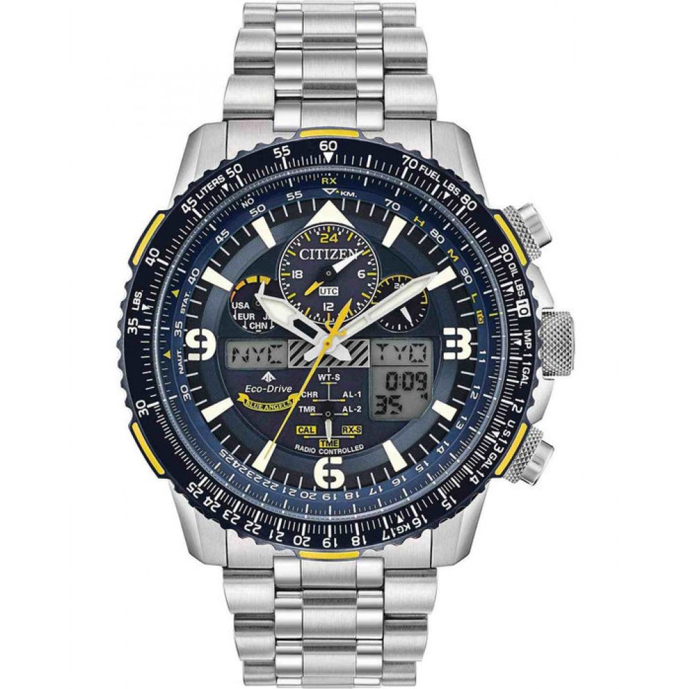 CITIZEN Promaster Skyhawk A-T Eco-Drive RadioControlled Dual Time Ρολόι Χρονογράφος Ασημί Ανοξείδωτο Ατσάλι μπρασελέ JY8078-52L