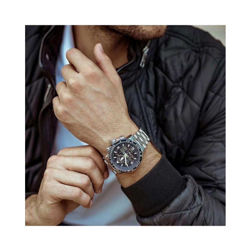 CITIZEN Promaster Skyhawk A-T Eco-Drive RadioControlled Dual Time Ρολόι Χρονογράφος Ασημί Ανοξείδωτο Ατσάλι μπρασελέ JY8078-52L