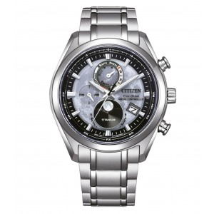 CITIZEN Eco-Drive Radio Controlled Tsuki-yomi Titanium Ρολόι Ασημί Τιτάνιο μπρασελέ BY1010-81H