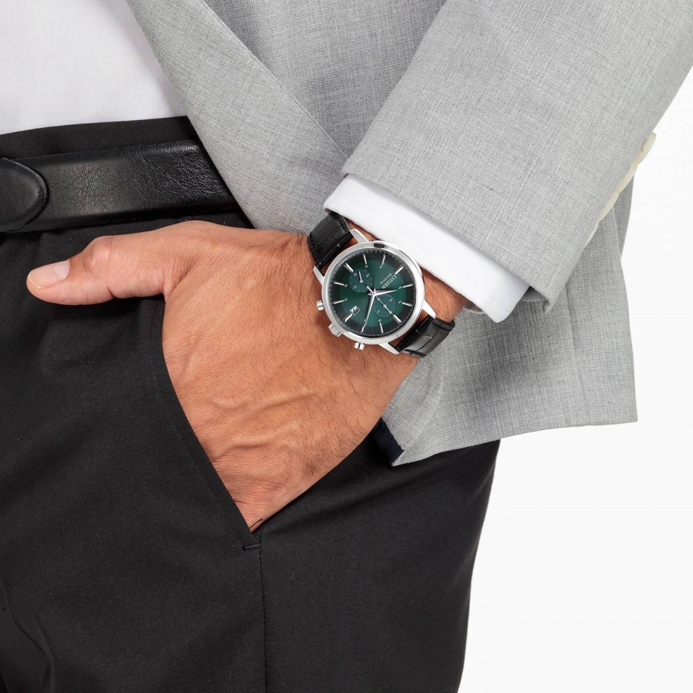 CITIZEN Ανδρικό Eco Drive Chronograph Ρολόι Μαύρο Δερμάτινο λουράκι CA7069-24X CITIZEN Ανδρικό Eco Drive Chronograph Ρολόι Μαύρο Δερμάτινο λουράκι CA7069-24X