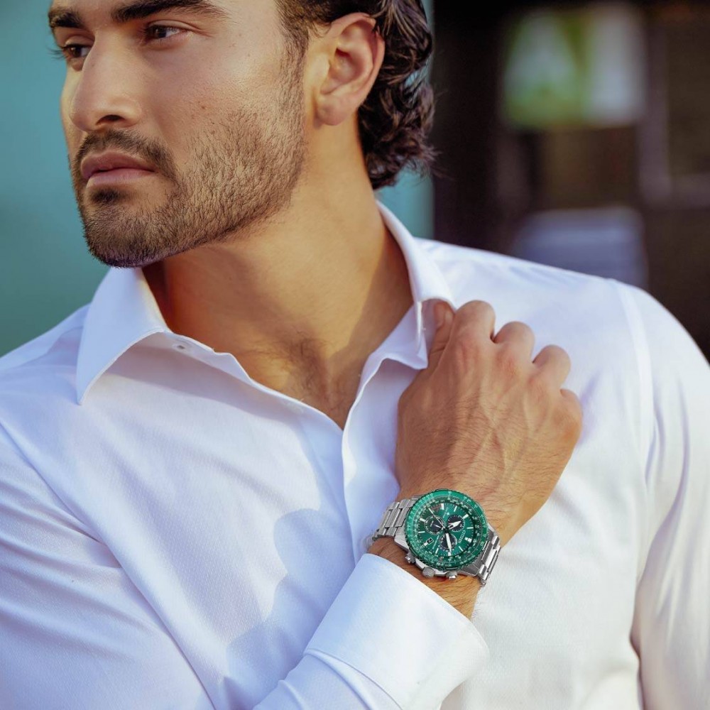 CITIZEN Promaster Sky Eco-Drive RadioControlled Ρολόι Χρονογράφος Ασημί Ανοξείδωτο Ατσάλι μπρασελέ CB5004-59W