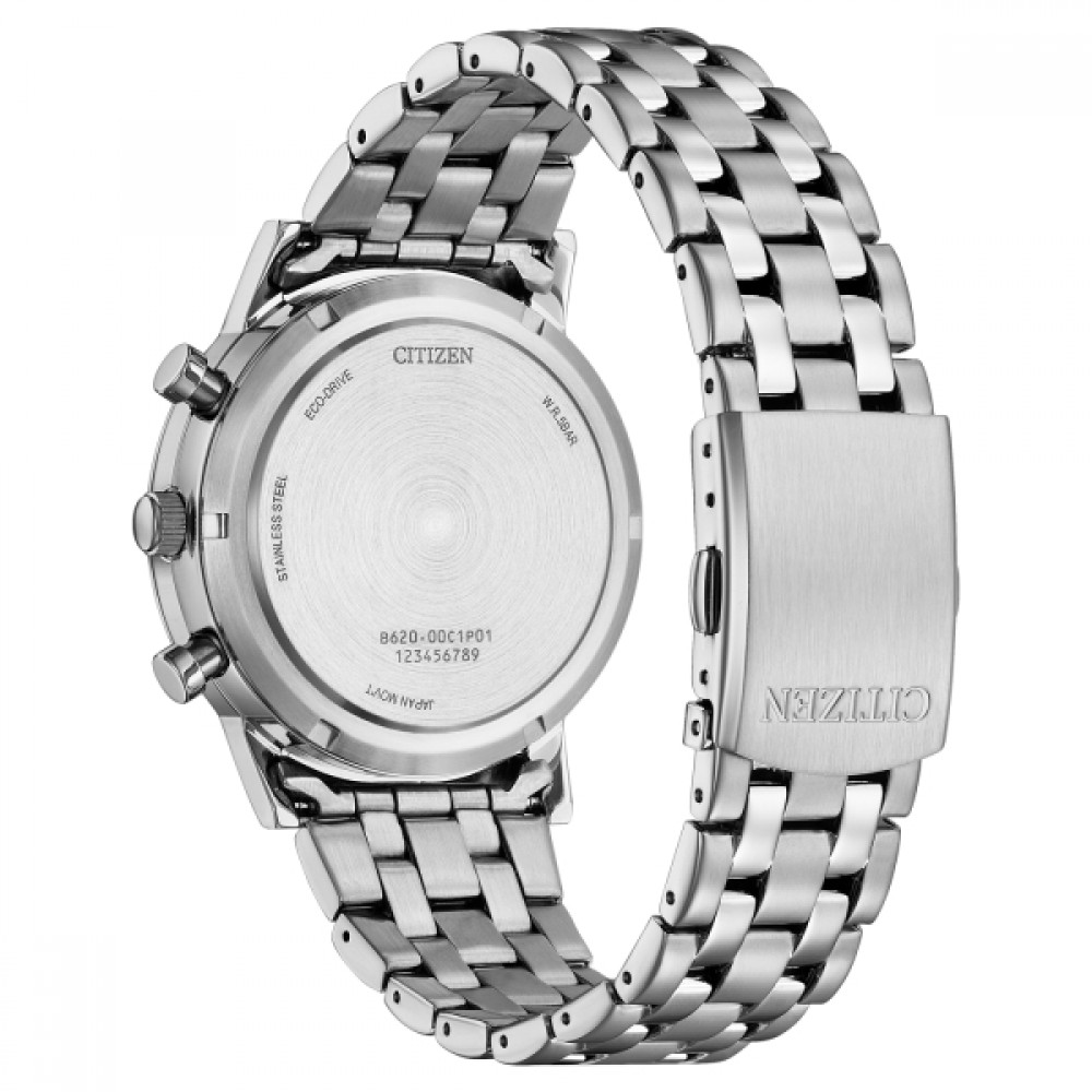 CITIZEN Χρονογράφος ECO DRIVE Ρολόι Ασημί Ανοξείδωτο Ατσάλι μπρασελέ CA4630-53X