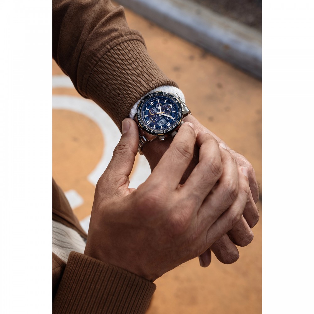 CITIZEN Promaster Skyhawk A-T Eco-Drive RadioControlled Dual Time Ρολόι Χρονογράφος Ασημί Ανοξείδωτο Ατσάλι μπρασελέ JY8078-52L