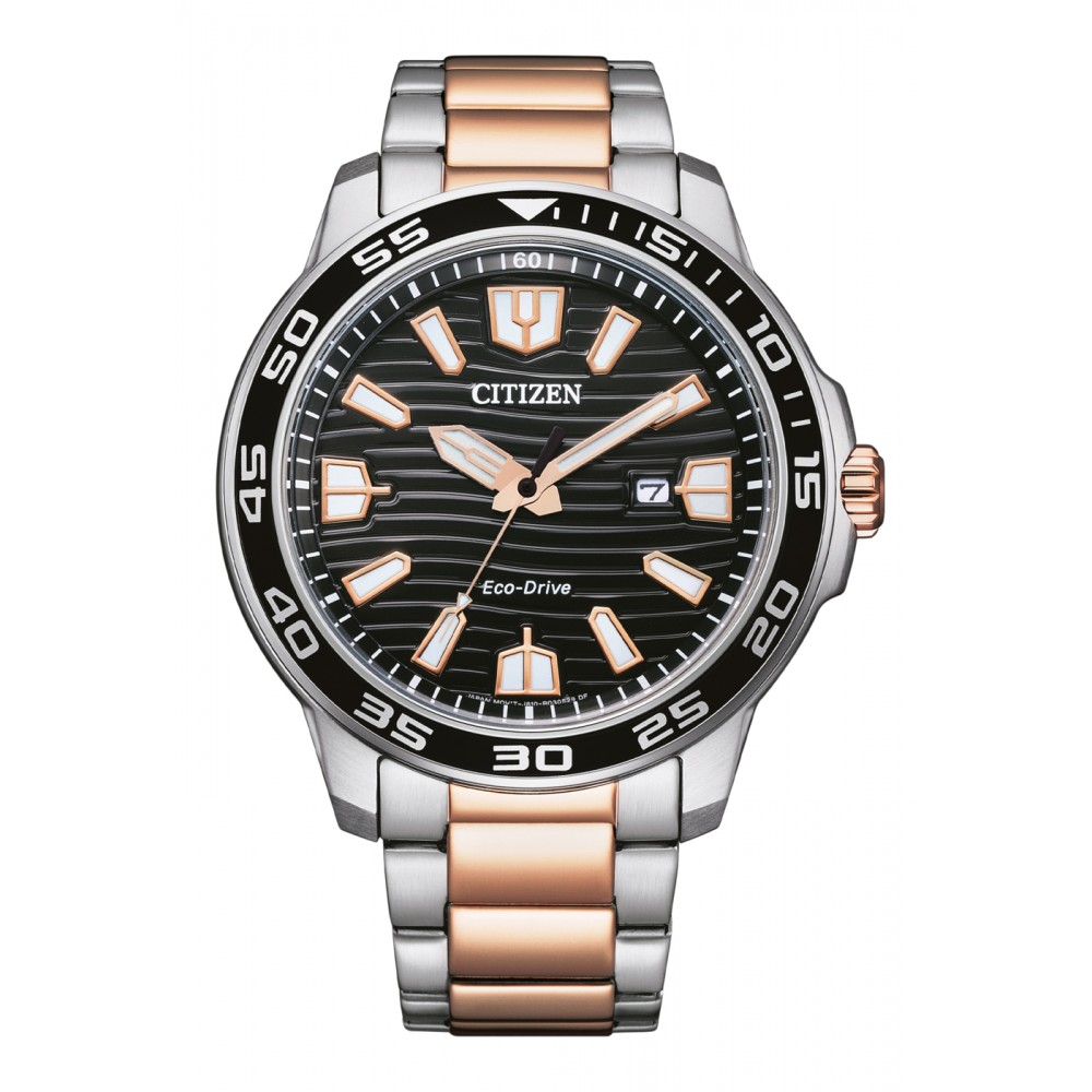 CITIZEN ECO DRIVE Ρολόι Ασημί/Επιχρυσωμένο Ανοξείδωτο Ατσάλι μπρασελέ AW1524-84E