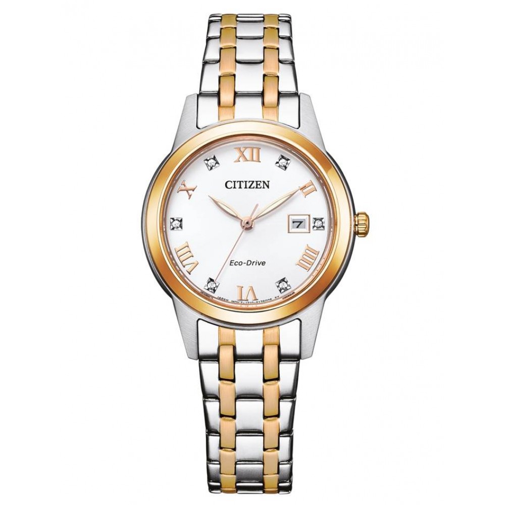 CITIZEN ECO DRIVE Γυναικειο Ρολόι Δίχρωμο Ανοξείδωτο Ατσάλι μπρασελέ FE1246-85A