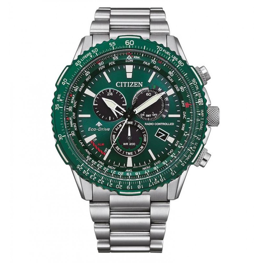 CITIZEN Promaster Sky Eco-Drive RadioControlled Ρολόι Χρονογράφος Ασημί Ανοξείδωτο Ατσάλι μπρασελέ CB5004-59W