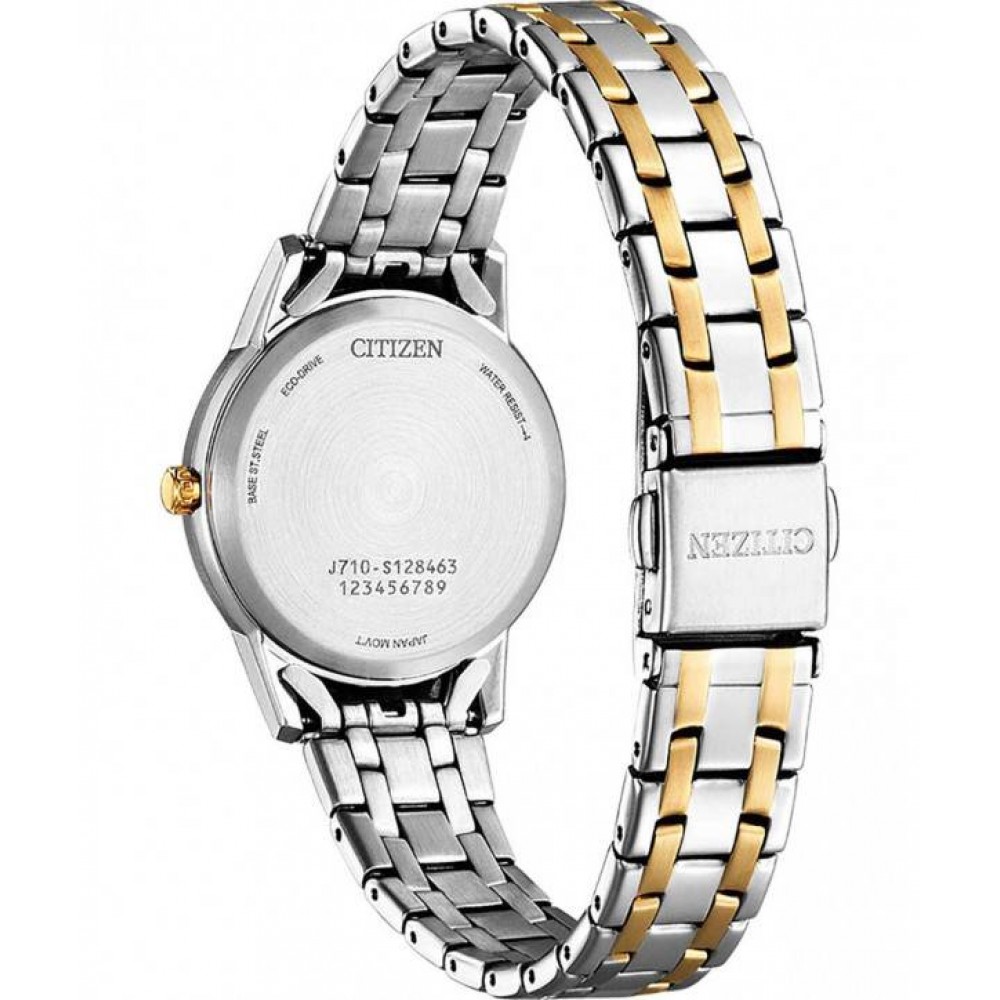 CITIZEN ECO DRIVE Γυναικειο Ρολόι Δίχρωμο Ανοξείδωτο Ατσάλι μπρασελέ FE1246-85A