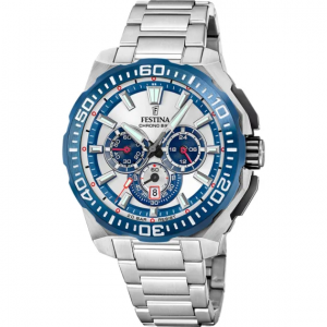 FESTINA Ανδρικό Ρολόι CHRONO BIKE Ασημί Ανοξείδωτο Ατσάλι Μπρασελέ F20724/1