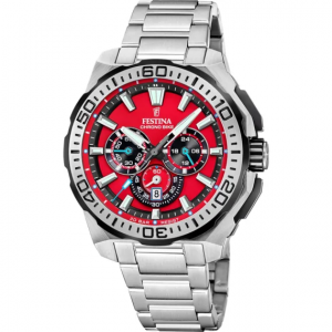 FESTINA Ανδρικό Ρολόι CHRONO BIKE Ασημί Ανοξείδωτο Ατσάλι Μπρασελέ F20724/5