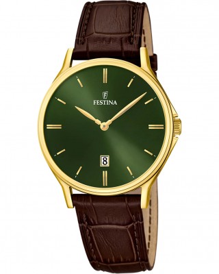 FESTINA CLASSICS Ρολόι Ανδρικό Καφέ Δερμάτινο Λουράκι F16747/5