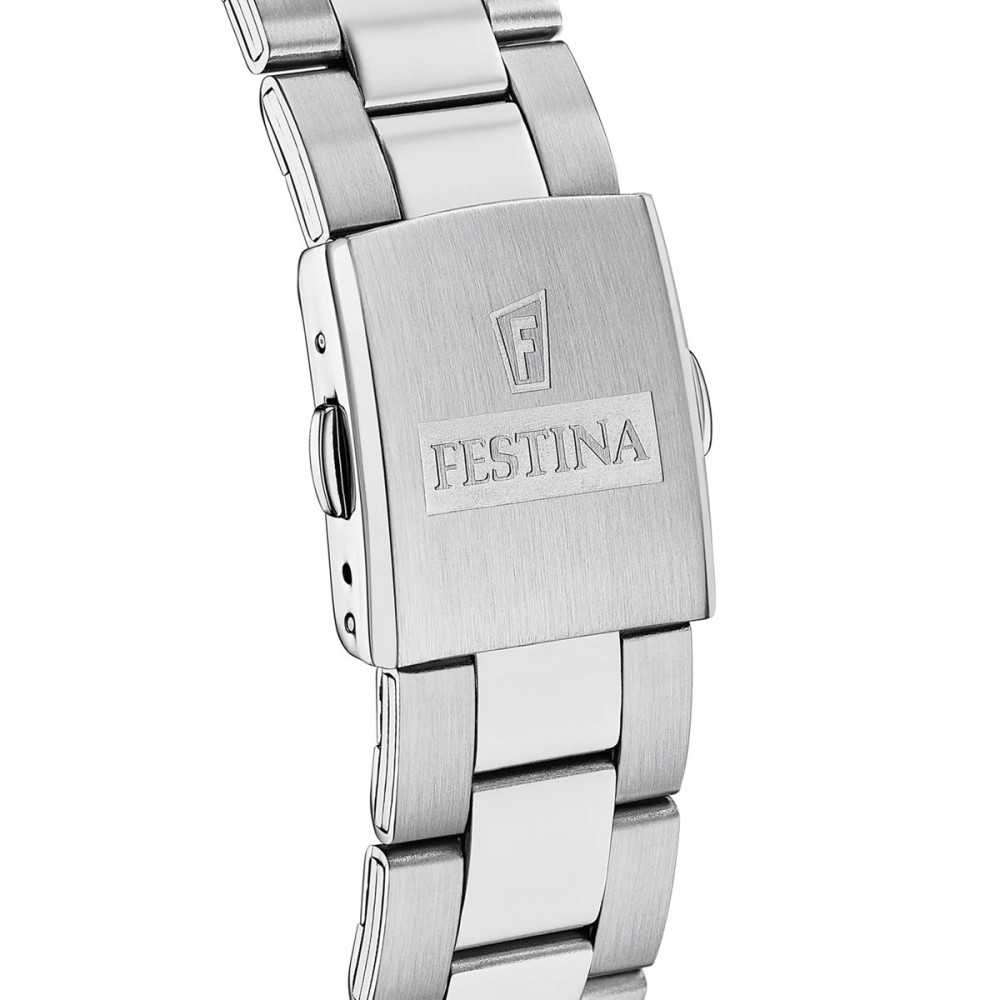 FESTINA Ανδρικό ρολόι χρονογράφος ασημί ανοξείδωτο ατσάλι μπρασελέ F16820/A