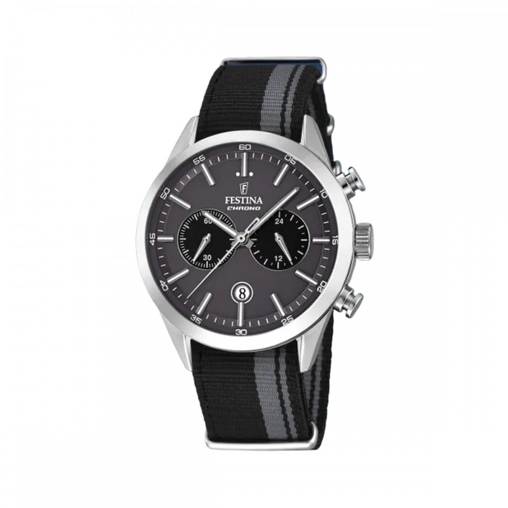 FESTINA Ανδρικό Ρολόι Χρονογράφος Μαύρο/Γκρι Υφασμάτινο λουράκι F16827/1