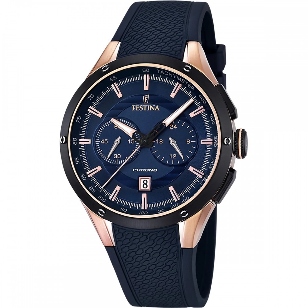 FESTINA Ανδρικό Ρολόι Χρονογράφος Μπλε Καουτσούκ λουράκι F16831/1