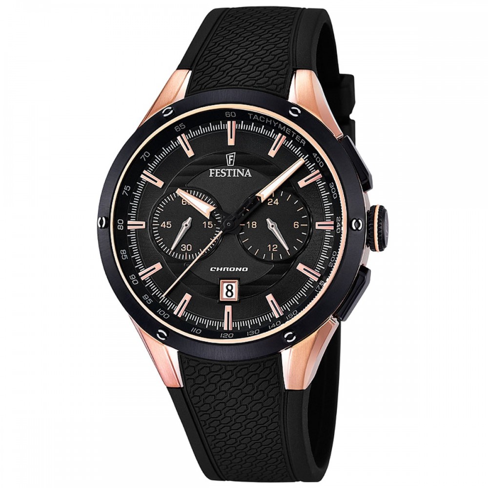 FESTINA Ανδρικό Ρολόι Χρονογράφος Μαύρο Καουτσούκ λουράκι F16831/2