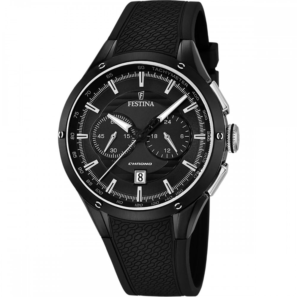 FESTINA Ανδρικό Ρολόι Χρονογράφος Μαύρο Καουτσούκ λουράκι F16832/1