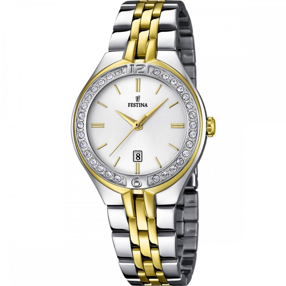 FESTINA Mademoiselle Crystals Ρολόι Γυναικείο Δίχρωμο Ανοιξείδωτο μπρασελέ F16868/1