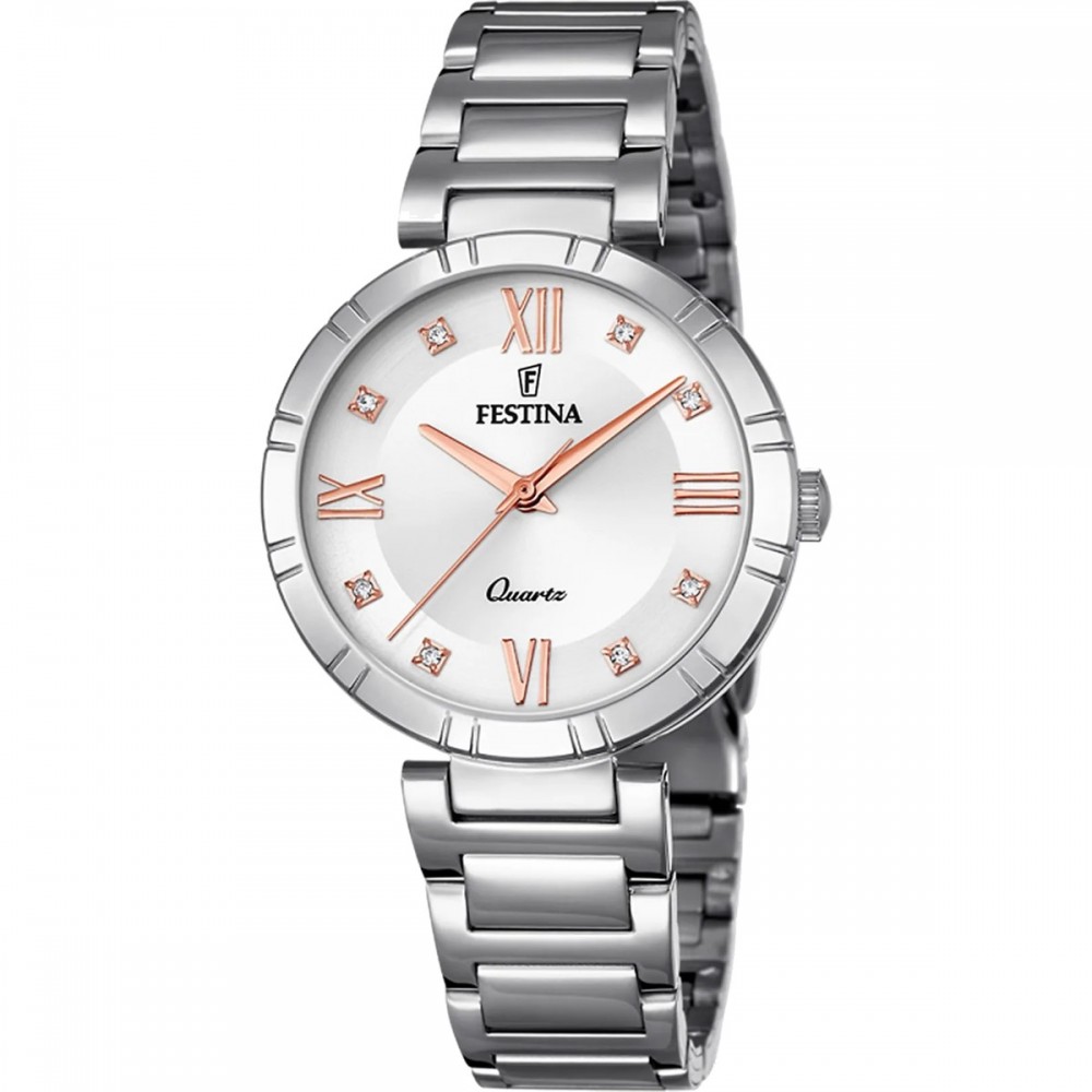 FESTINA Mademoiselle Ρολόι Γυναικείο Ασημί  Ανοξείδωτο Ατσάλι Μπρασελέ F16936/B 