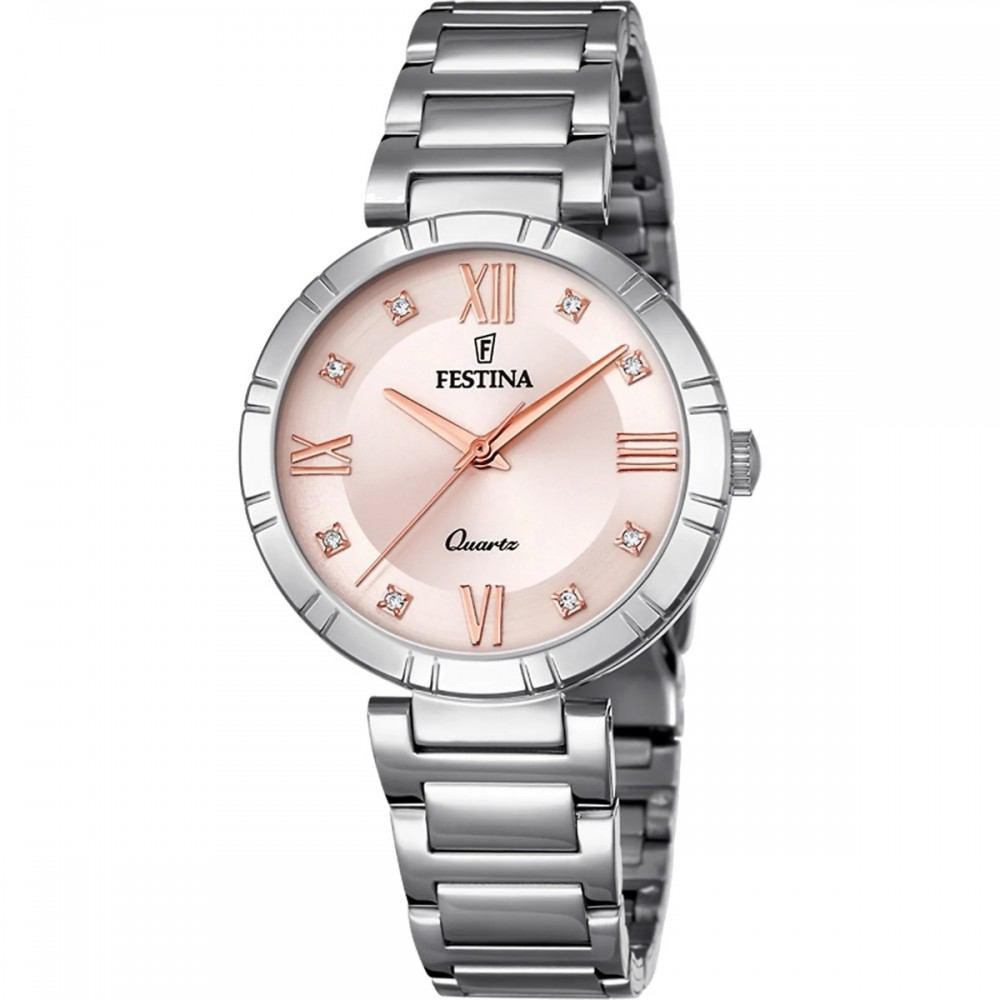 FESTINA Mademoiselle Ρολόι Γυναικείο Ασημί  Ανοξείδωτο Ατσάλι Μπρασελέ F16936/C 