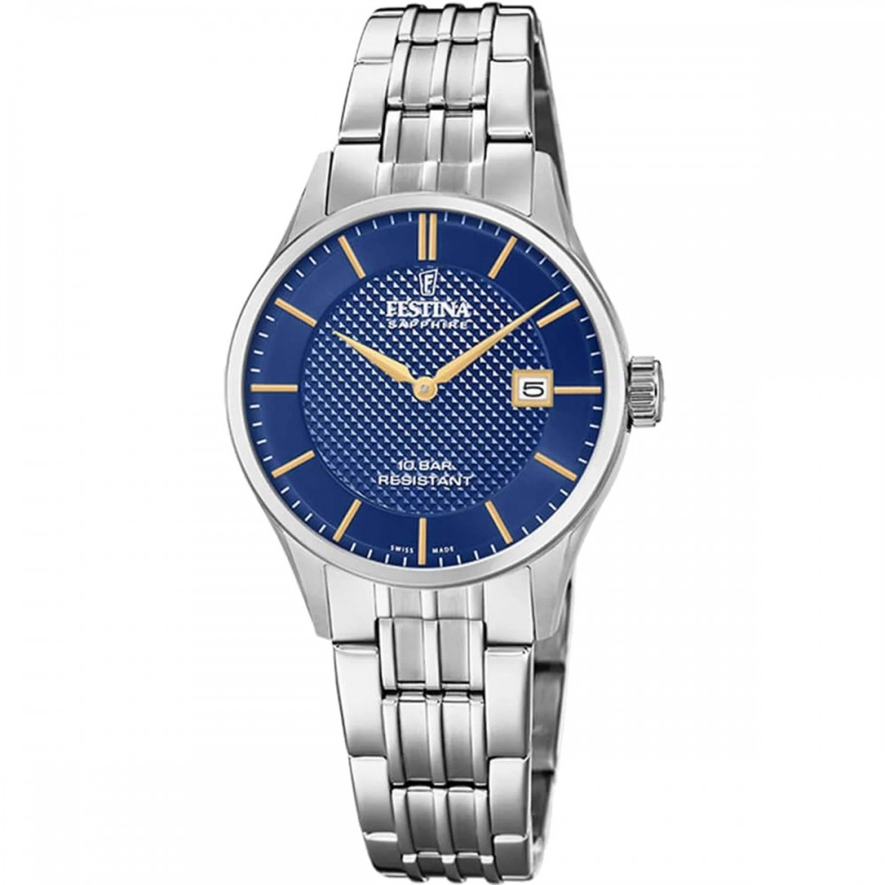 FESTINA Swiss Made Ρολόι Γυναικείο Ασημί Ανοξείδωτο Ατσάλι μπρασελέ F20006/3