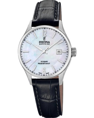 FESTINA Swiss Made Ρολόι Γυναικείο Μαύρο Δερμάτινο λουράκι F20009/7