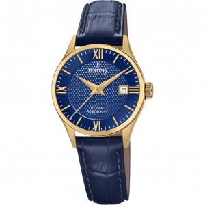 FESTINA Swiss Made Ρολόι Γυναικείο Μπλε Δερμάτινο λουράκι F20011/3