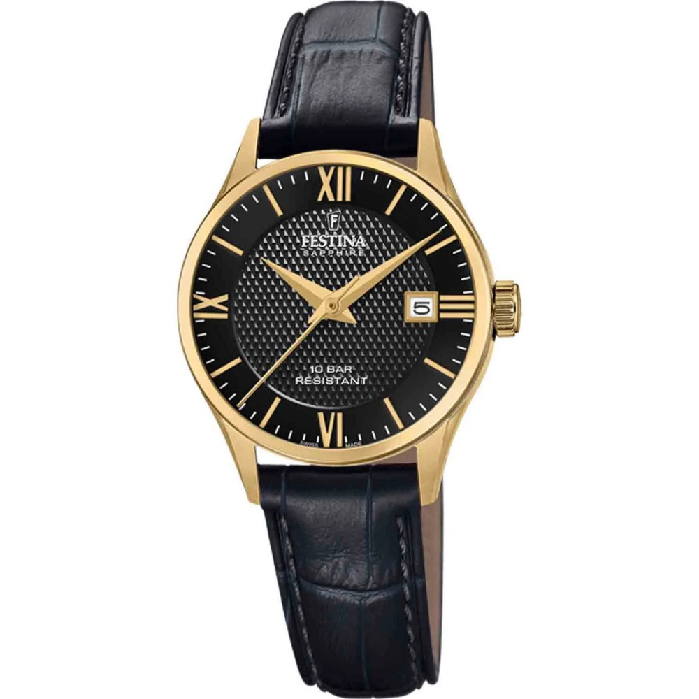 FESTINA Swiss Made Ρολόι Γυναικείο Μαύρο Δερμάτινο λουράκι F20011/4 FESTINA Swiss Made Ρολόι Γυναικείο Μαύρο Δερμάτινο λουράκι F20011/4