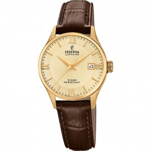 FESTINA Swiss Made Ρολόι Γυναικείο Καφέ Δερμάτινο λουράκι F20011/6