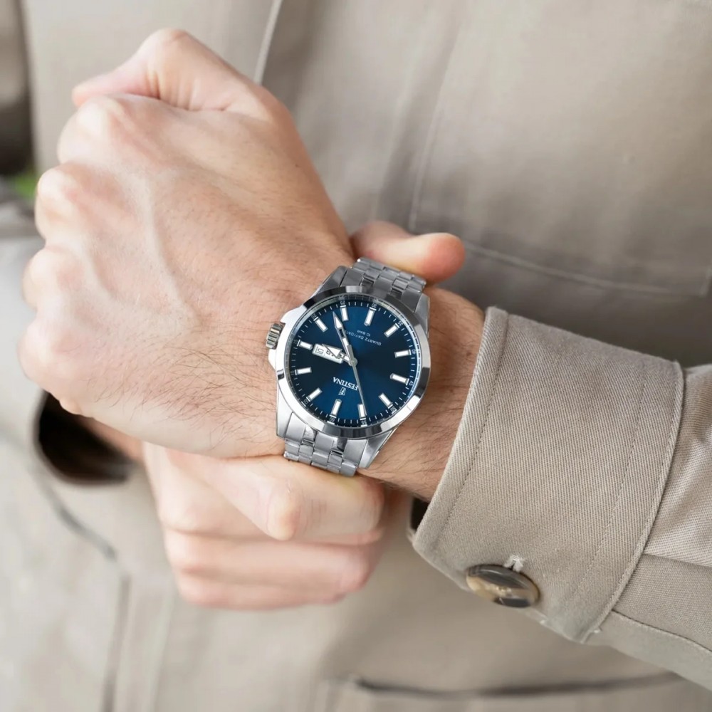 FESTINA  Ρολόι Ανδρικό Ασημί Ανοξείδωτο ατσάλι μπρασελέ F20357/3