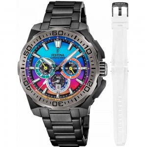 FESTINA Ανδρικό Ρολόι LIMITED EDITION CHRONO BIKE Μαύρο Ανοξείδωτο Ατσάλι Μπρασελέ F20731/2