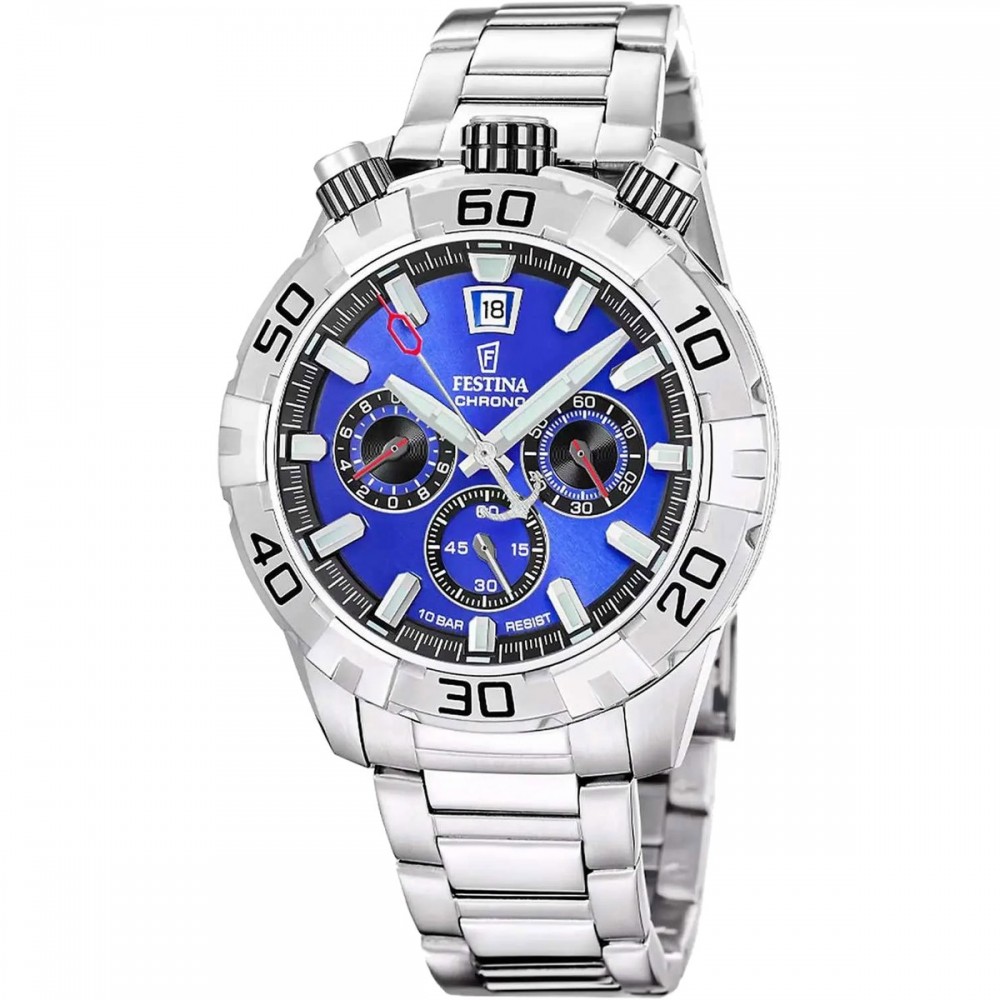 FESTINA Bullhead Ανδρικό Ρολόι Χρονογράφος Ασημί Ανοξείδωτο Ατσάλι Μπρασελέ F20743/3 FESTINA Bullhead Ανδρικό Ρολόι Χρονογράφος Ασημί Ανοξείδωτο Ατσάλι Μπρασελέ F20743/3