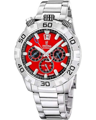 FESTINA Bullhead Ανδρικό Ρολόι Χρονογράφος Ασημί Ανοξείδωτο Ατσάλι Μπρασελέ F20743/5