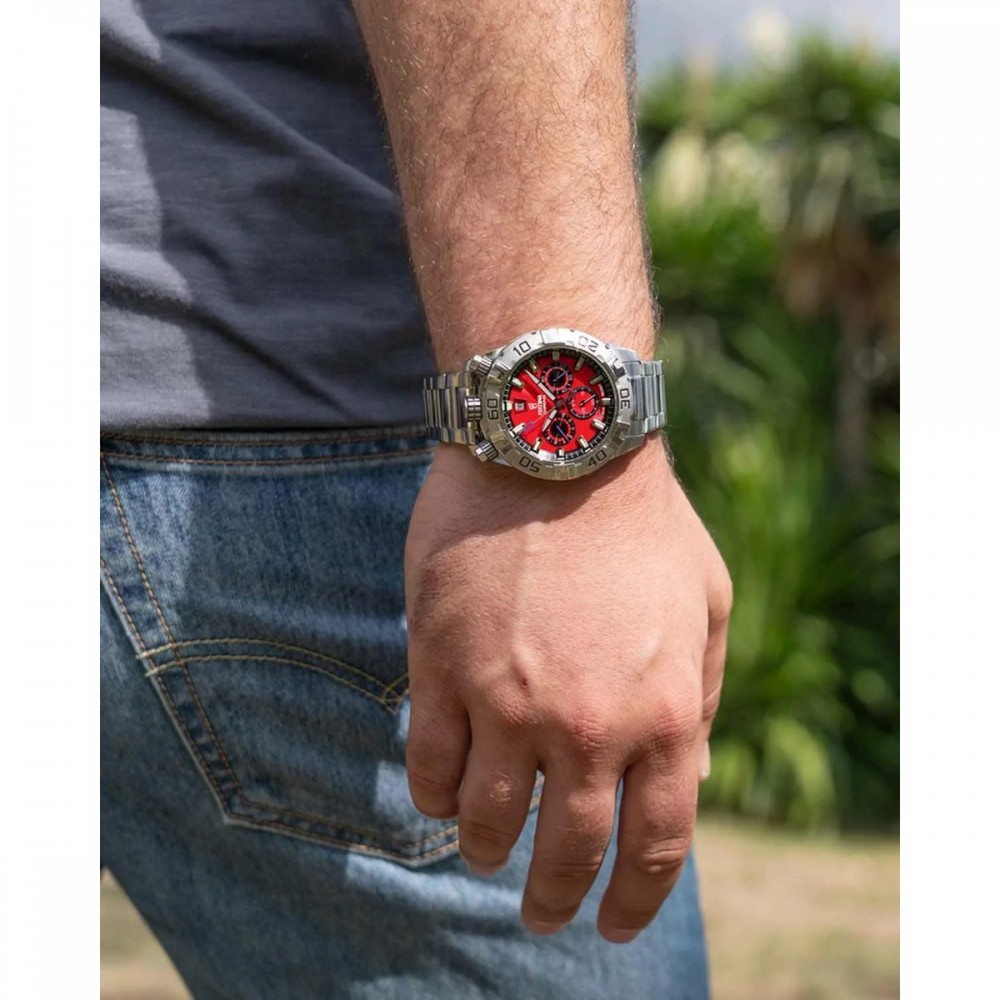 FESTINA Bullhead Ανδρικό Ρολόι Χρονογράφος Ασημί Ανοξείδωτο Ατσάλι Μπρασελέ F20743/5