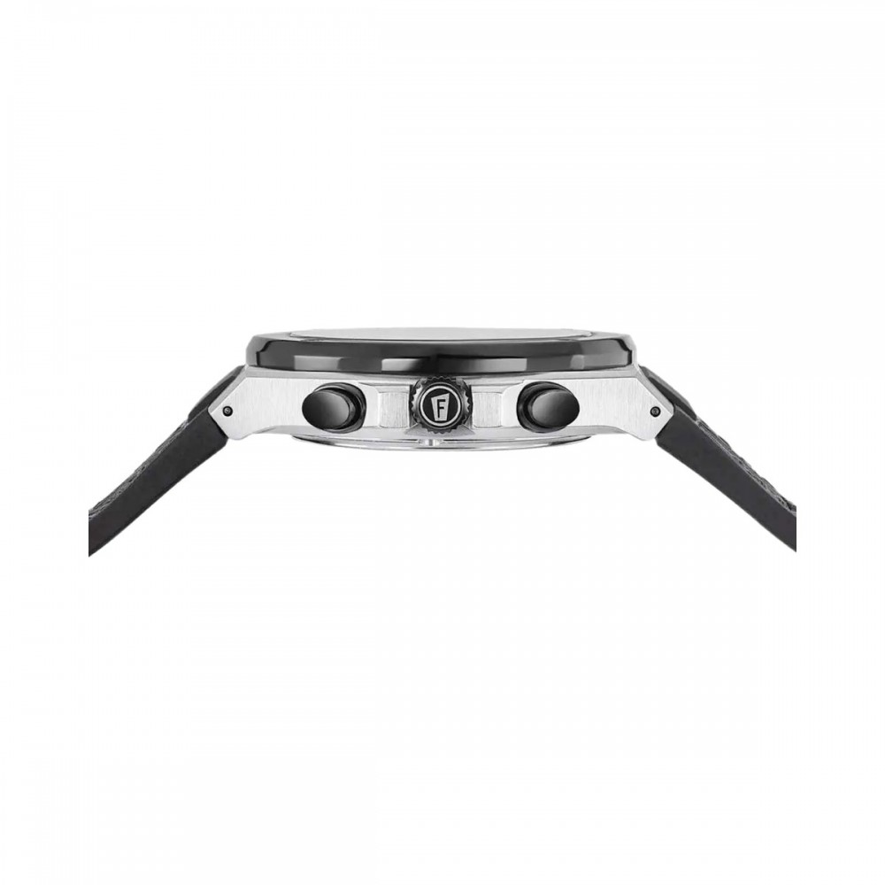 FESTINA Vallée Swiss Made Χρονογράφος Ανδρικό Ρολόι Μαύρο Δερματινο/Σιλικόνης λουράκι F22003/4