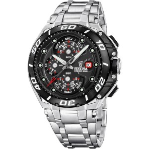 FESTINA Ανδρικό Ρολόι CHRONO BIKE Ασημί Ανοξείδωτο Ατσάλι Μπρασελέ F20754/6