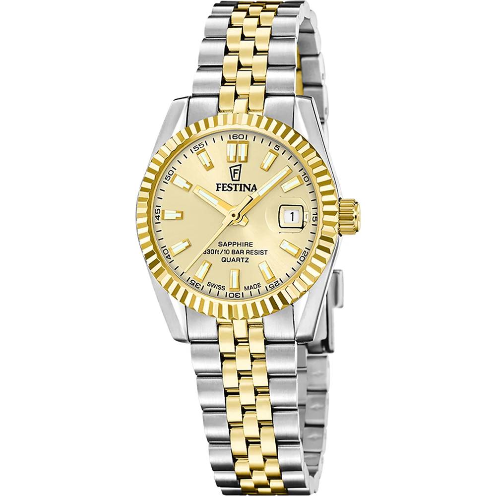 FESTINA Γυναικείο Ρολόι Swiss Made Δίχρωμο Ανοξείδωτο Ατσάλι Μπρασελέ F20088/2 