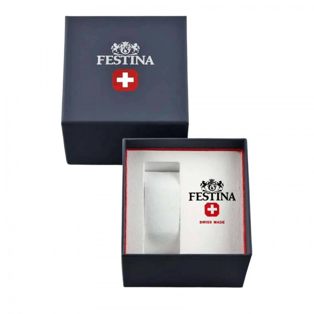 FESTINA Ανδρικό Ρολόι Swiss Made Ασημί Ανοξείδωτο Ατσάλι Μπρασελέ F20084/B