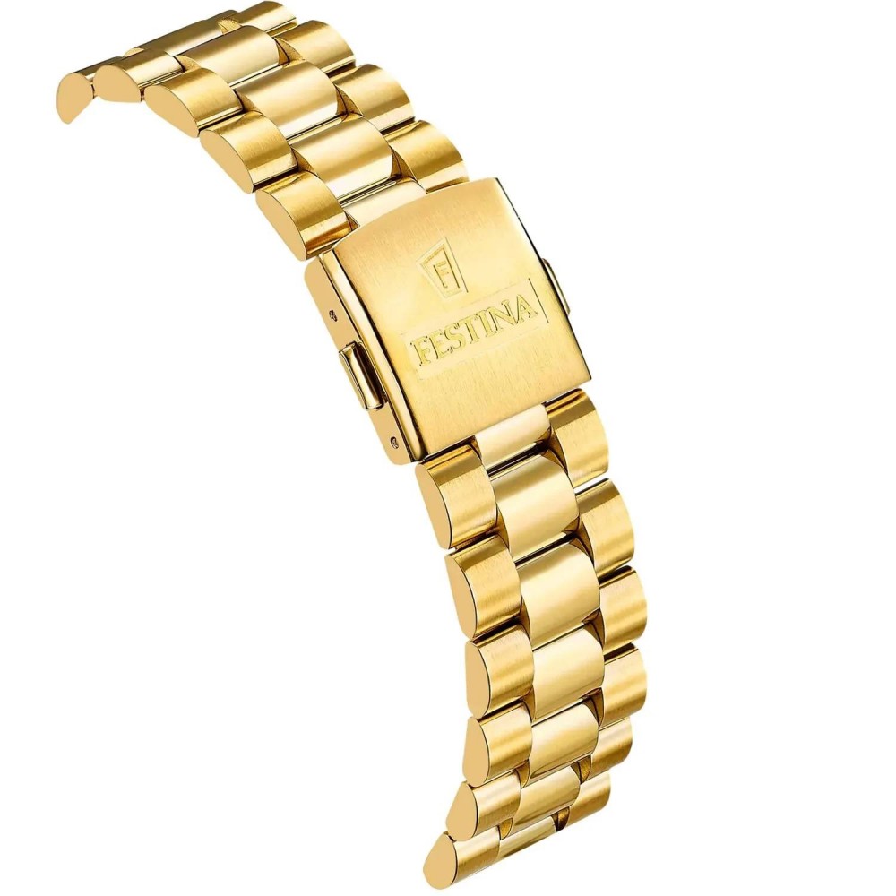 FESTINA Ανδρικό Ρολόι Swiss Made Χρυσό Ανοξείδωτο Ατσάλι Μπρασελέ F20086/B