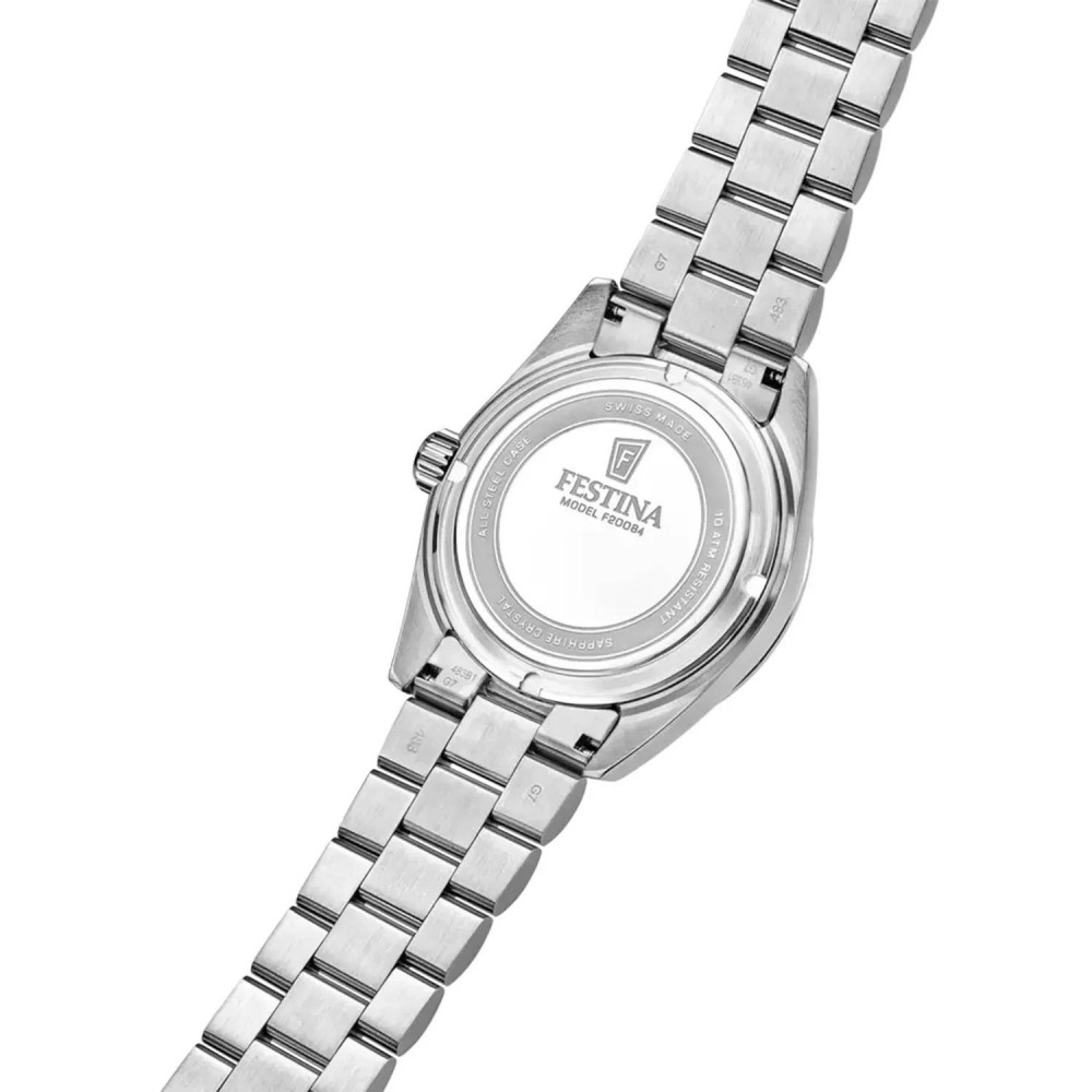 FESTINA Ανδρικό Ρολόι Swiss Made Ασημί Ανοξείδωτο Ατσάλι Μπρασελέ F20084/B