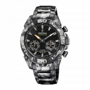 FESTINA SET Hubrid Chronobike Men's watch chronograph Grey Camo Stainless Steel Bracelet  F20545/1 